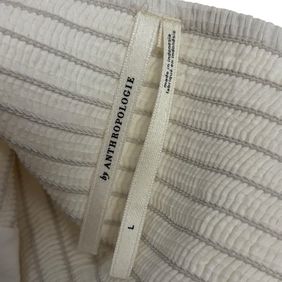 Anthropologie Cream Off-White Square-Neck Puff-Sleeve Tiered Dress – Large - Picture 8 of 10